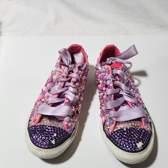 Custom Bling Converse All Star – Girls Size 2 - Picture 6 of 7